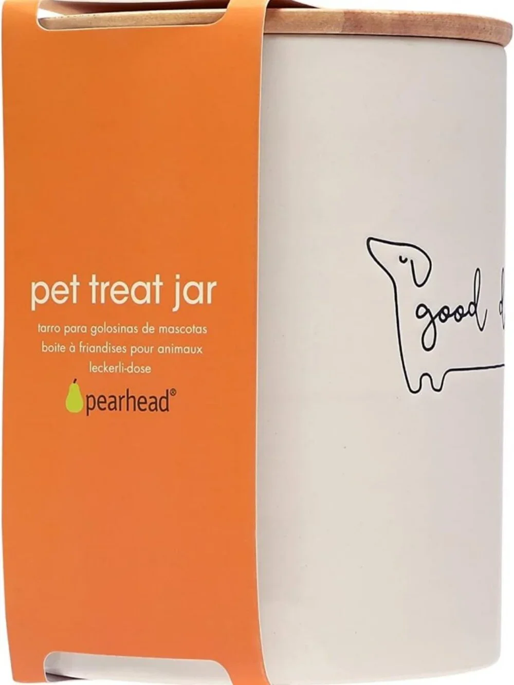 Stylish Ceramic Dog Treat Jar with Airtight Wooden Lid - Perfect Pet Storage